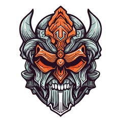 Fierce skull warrior graphic on tshirt