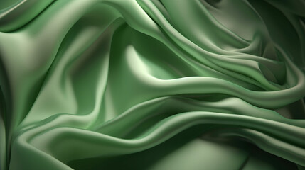 Obraz premium Green silk satin texture background. Generative ai illustration