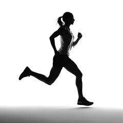 Fototapeta na wymiar silhouette runner on white background