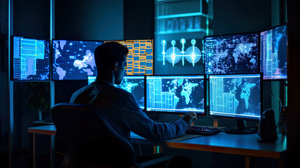 Computer programmer working late