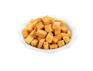 Dice bread in  white cup on    trasparent  png