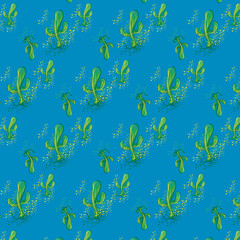 Fototapeta na wymiar background illustration cacti sky blue background