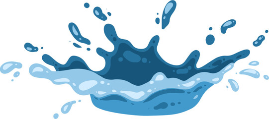 Fresh Blue Water Splash Element Illustration