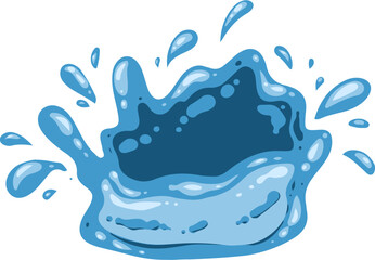 Fresh Blue Water Splash Element Illustration