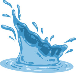 Fresh Blue Water Splash Element Illustration