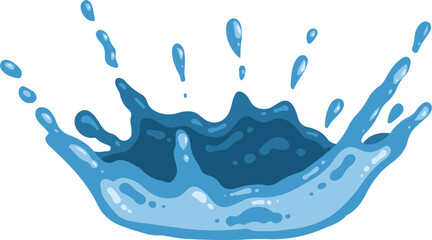 Fresh Blue Water Splash Element Illustration