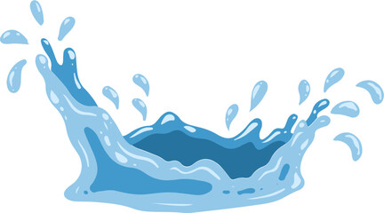 Fresh Blue Water Splash Element Illustration