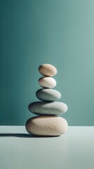 calming stack of stones to practice meditation and control. calm blue background

Made with the highest quality generative AI tools 