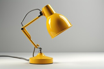 Table light in yellow against a white background. in front. Generative AI