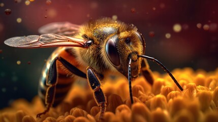 Close up of worker bee collecting and depositing honey and pollen.

Made with the highest quality generative AI tools 