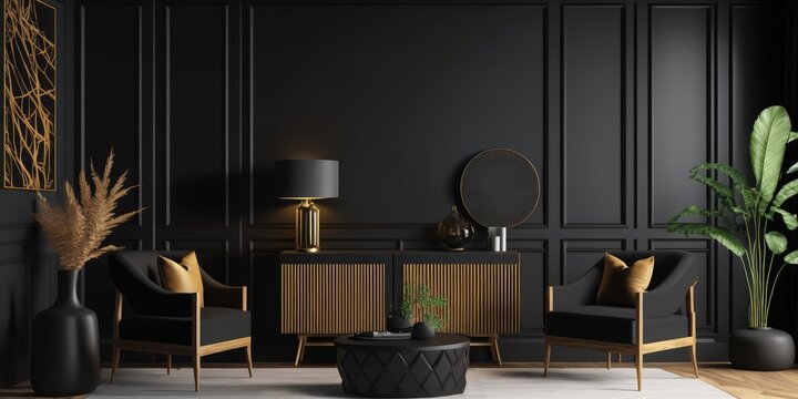Interior design of living room in luxury home Generative AI