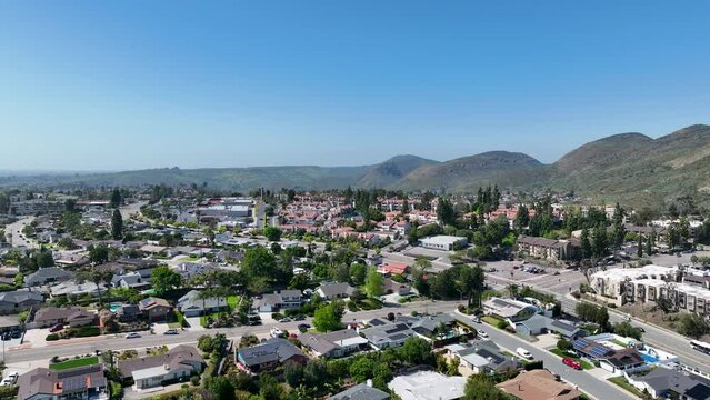 Aerial view of house in La Mesa City in San Diego, California, USA
