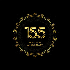 Fototapeta premium 155 years anniversary with a golden number in a classic floral design template