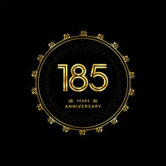 185 years anniversary with a golden number in a classic floral design template