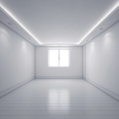 empty white room with white walls generative ai