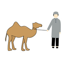 Faceless Muslim Man and Camel Illustration