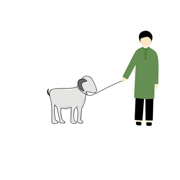 Faceless Muslim Man and Sheep Illustration