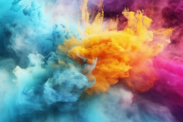 colorful smoke chalk explosion made with Generative AI - obrazy, fototapety, plakaty