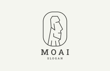 moai easter island logo vector vintage symbol illustration design