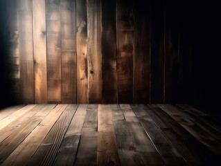 Wooden floor with wooden wall texture. Generative ai