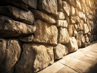 Stone wall background with natural lights. Generative ai