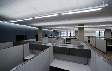 Fototapeta na wymiar modern office cubicles in empty office 