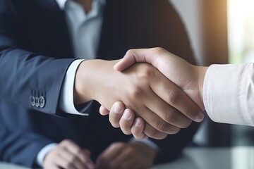 Businessman handshake for teamwork of business merger and acquisition, successful negotiate, hand shake, two businessman shake hand with partner to celebration partnership and business deal concept