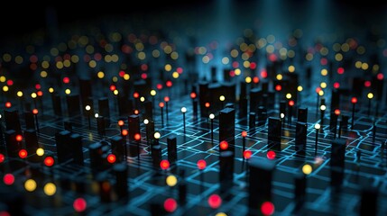 Conceptual image representing big data and information flow, big data ai learning, deep information use.