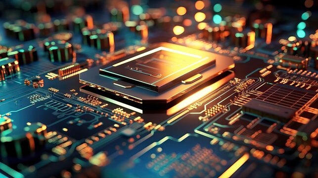 Highly detailed technology texture, AI supercomputer Chrome, insane level of detail throughout circuitry, cinematic depth of field, high contrast lighting, CPU and GPU , circuits interconection,