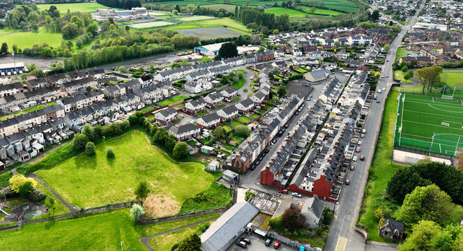 Aerial photo overlooking Residential homes in Ballymena Town Co Antrim Northern Ireland