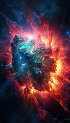 Stunning and surreal space landscape with stars and clouds