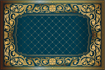 Obraz premium Golden ornate art deco vintage blank frame card