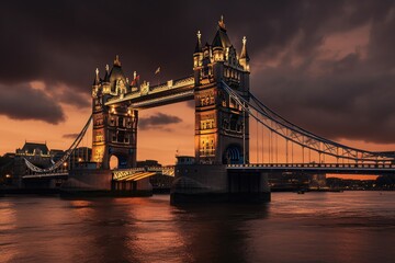 Tower Bridge London England over River Thames, UK Landmark, Stunning Scenic Landscape Wallpaper, Generative AI