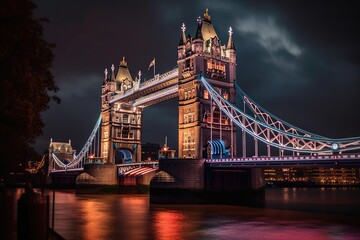 Tower Bridge London England over River Thames, UK Landmark, Stunning Scenic Landscape Wallpaper, Generative AI - obrazy, fototapety, plakaty
