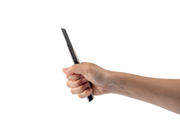 Hand Holding Cutter on transparent Background