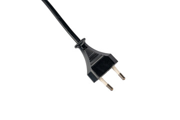 Electric plug on transparent background. White power cable with plug isolated on transparent background.