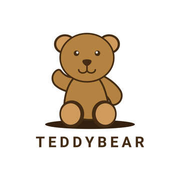 Cute teddy bear logo design flat style