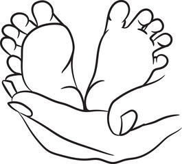 line art sketch baby tiny hand and feet