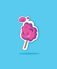 Pink Sweet Cotton Candy Vector Illustration Isolated Design with Flat Cartoon Style