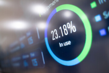 Loading progress bar Load or download and upload circle and speed loader icon. Status or loader progress percentage bar for website or internet page in neon gradient