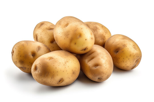 Potatoes isolated on white background, Ai generated