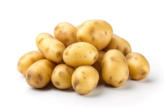 Potatoes isolated on white background, Ai generated