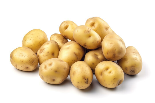 Potatoes isolated on white background, Ai generated