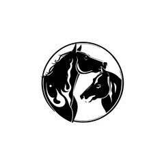 logo of two horses facing each other in isolated background