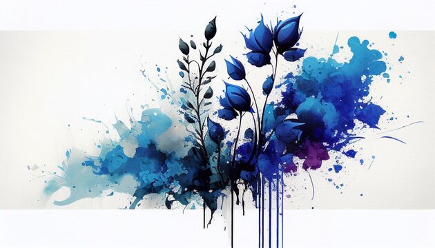 Painting Of Abstract Flowers With Watercolor Style Created By Generative AI