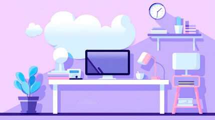 illustration of a computer desk