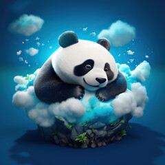 panda bear with a sky cloud