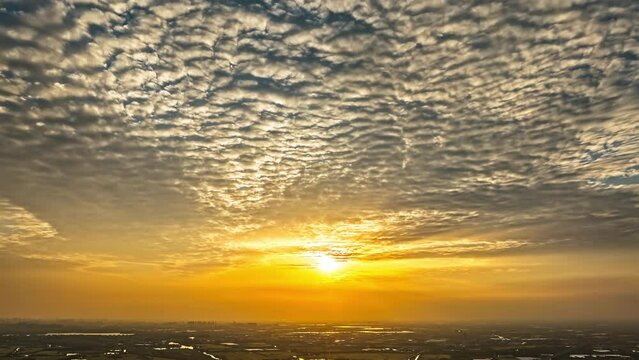 Yellow sky sunset cloud landscape. Sky cloud time lapse video.