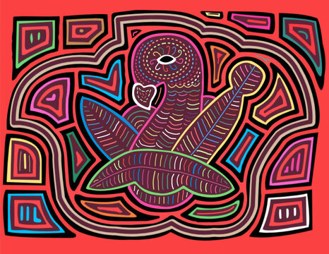 mola kuna from panama, dove in mola de sanblas