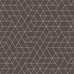 Seamless geometric background for your designs. Modern vector brown and yellow ornament. Geometric abstract pattern